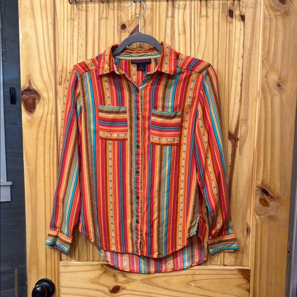 Rock&Roll Women’s Colorful Striped Button-Up Shirt